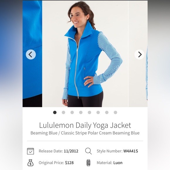 Lululemon Daily Yoga Jacket Beaming Blue / Classic Stripe Polar Cream sz 6 - Picture 14 of 14